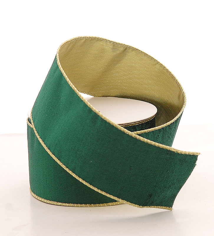 Product image: Velvet dark green ribbon with gold details, , medium-null