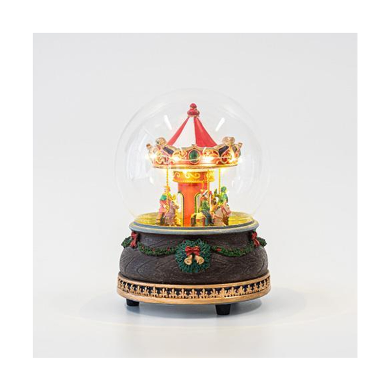 Product image: Christmas carousel in glass dome, battery powered, led, with music and motion, 12x12x16cm, , medium-null