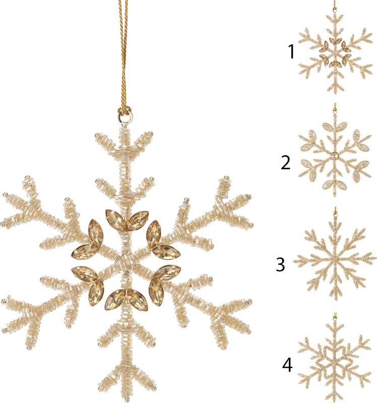 Snowflake beads hangdeco 15cm in 4 different designs, , medium-null