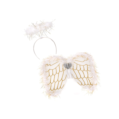 White angel wings with halo, , medium