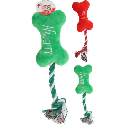 Christmas  dog toy with rope - assorted designs, , medium