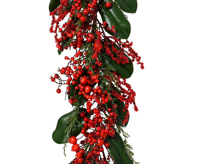 Big berry green/red garland w big berries indoor l.180cm, , medium-null