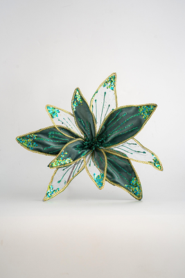 Velvet poinsettia flower turquoise and transparent, , medium