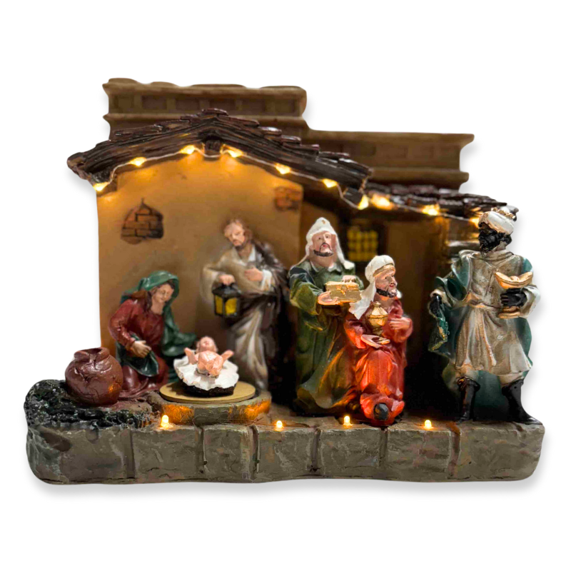 Xmas manger with light sound and moving figure-null