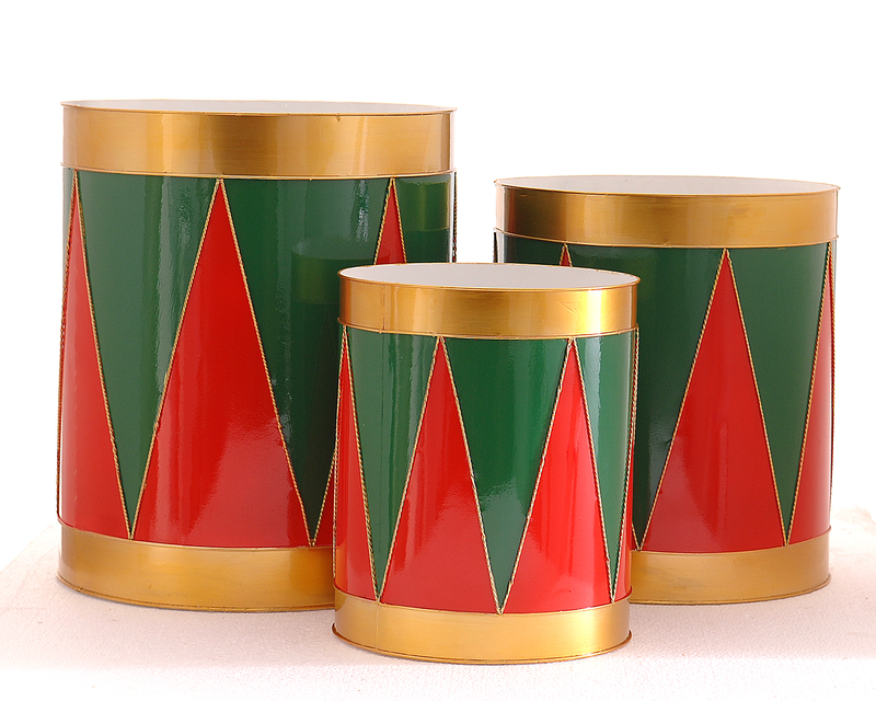 Metal drum-bucket red/green - large-null