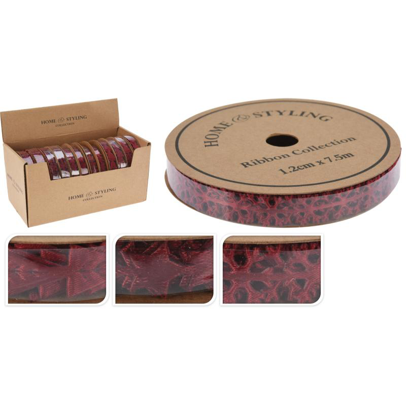 Product image: Ribbon 1.2cmx7.5m red - assorted designs, , medium-null