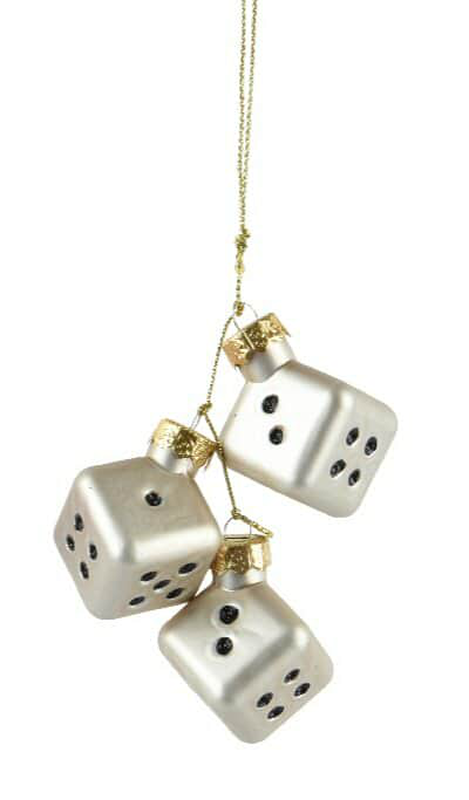 Glass ornament diamond chess dice - pearl-null
