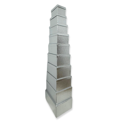 Paper gift boxes 10pcs set metallic silver, , medium