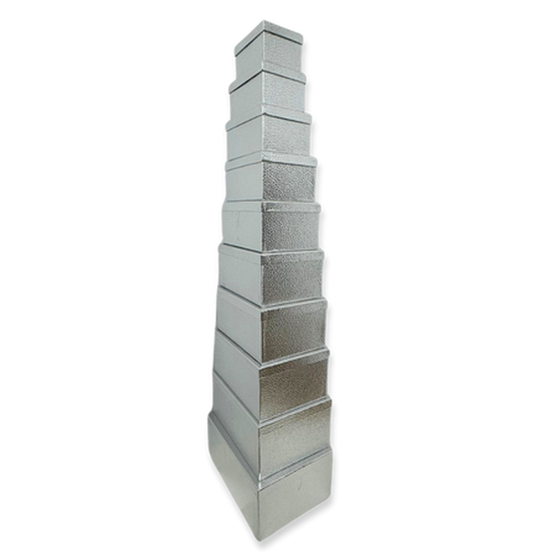 Paper gift boxes 10pcs set metallic silver, , medium-null