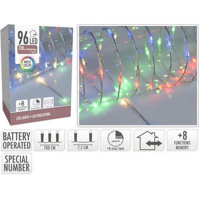 Xmas led lights 96pcs battery operated - multicolor, , medium