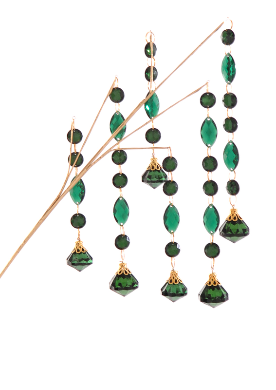 Branch with acrylic green/gold beads, , medium-null