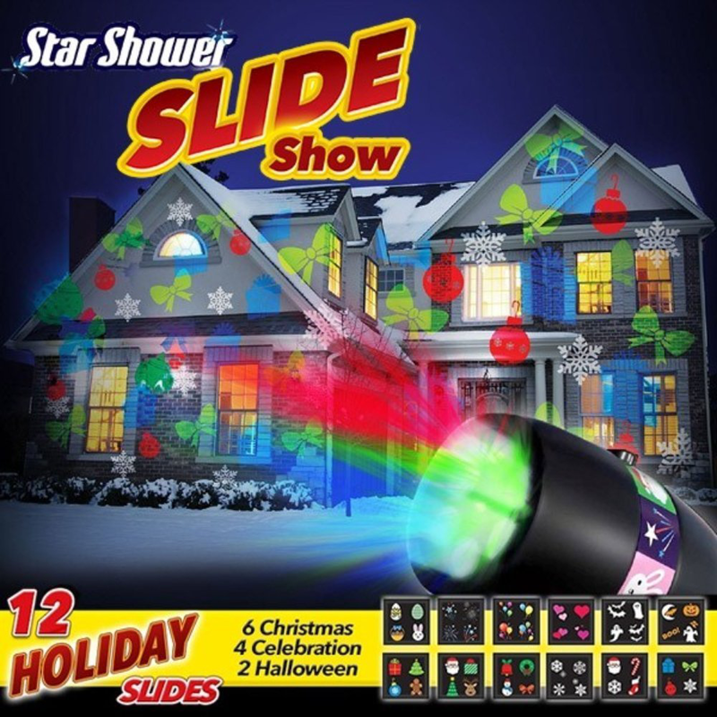 Εντυπωσιακός προβολέας star shower slideshow με 12 θεματικές διαφάνειες για τα χριστούγεννα και άλλες μοναδικές γιορτινές διακοσμήσεις, , medium-null