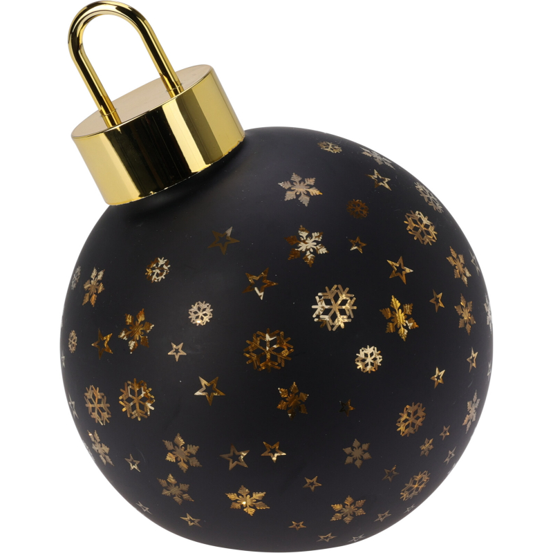 Christmas ball with led 15cm - matt black, , medium-null