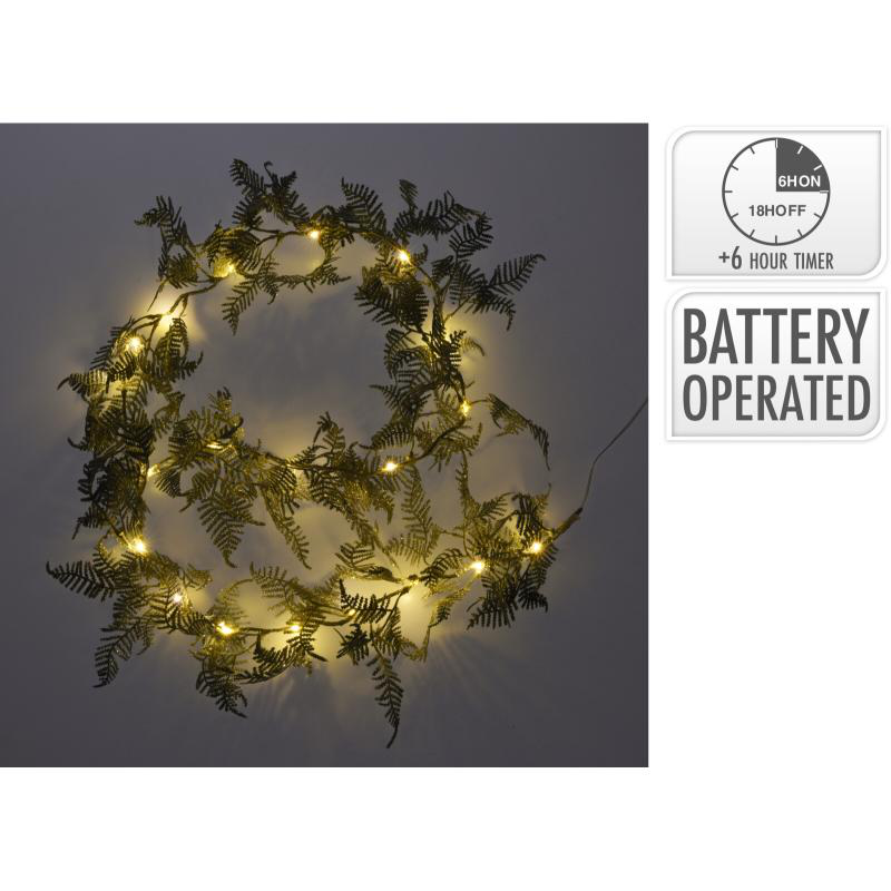Product image: Decorative led garland with leaves 20led - silver, , medium-null