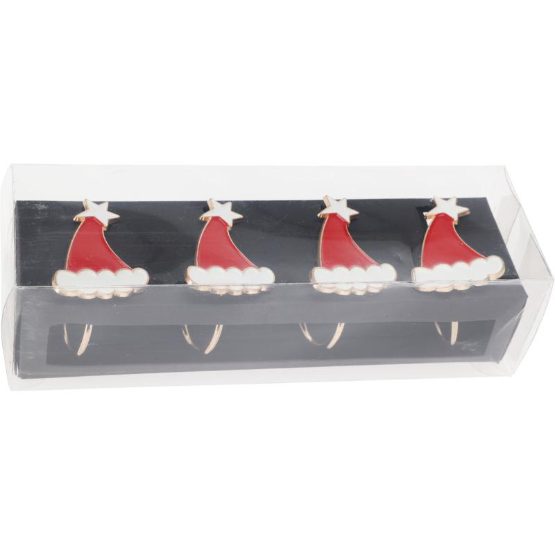 Product image: Christmas hat napkin ring 4pcs - assorted designs, , medium-null