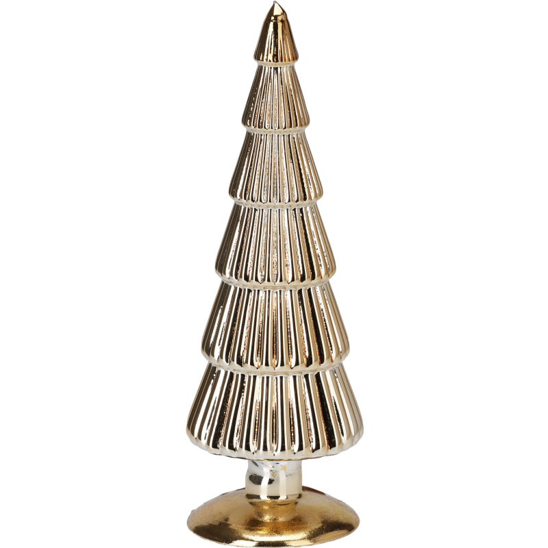 Christmas glass tree gold foil base 25cm - assorted designs, , medium-null