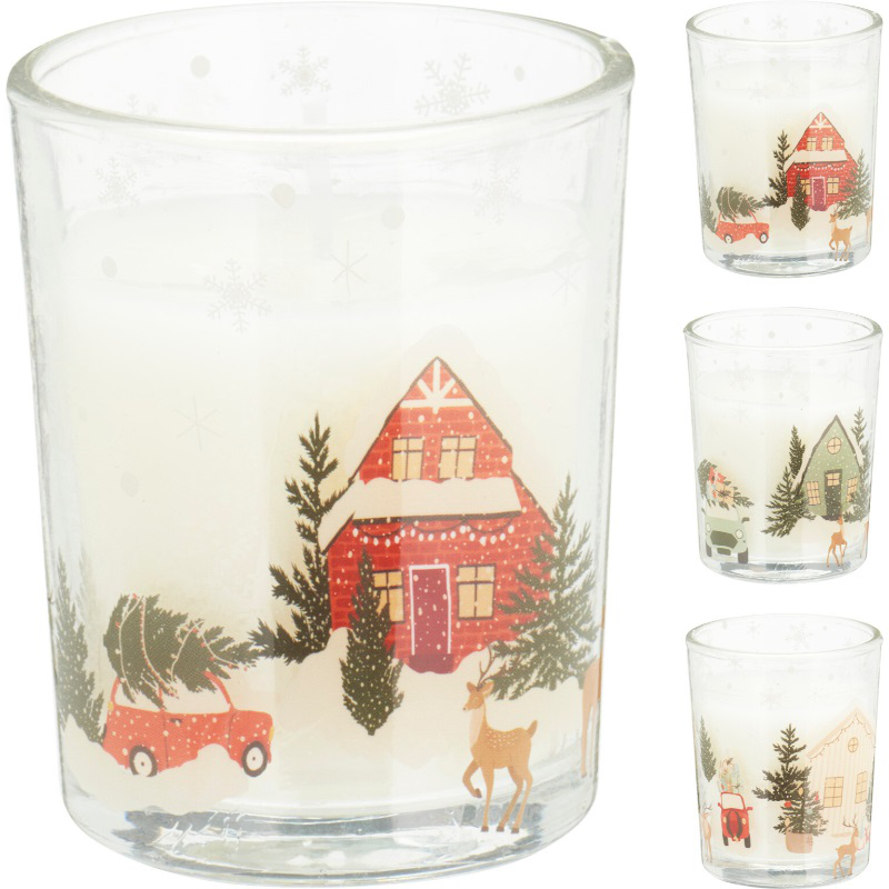 Χριστουγεννιακο κερι σε γυαλινο δοχειο με αρωμα - διαφορα σχεδια, , medium-null