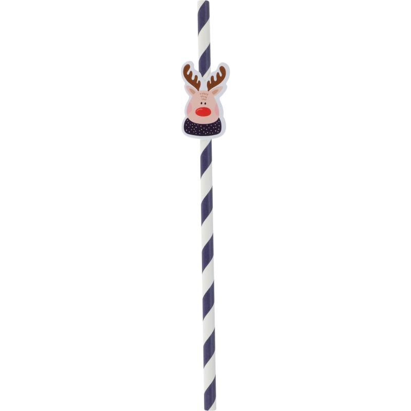 Christmas drinking paper straw paper - assorted designs, , medium-null