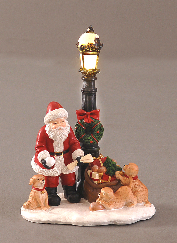Santa claus with lantern with light, , medium-null