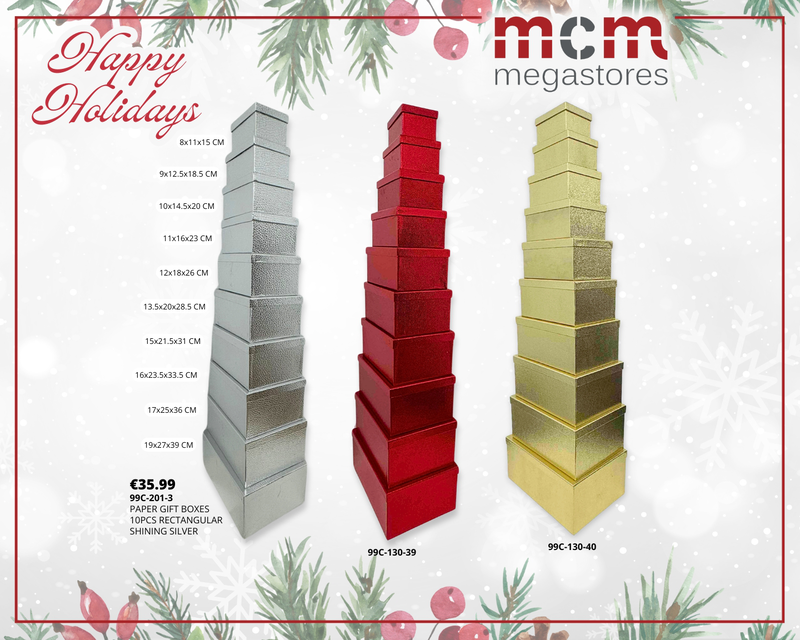 Paper gift boxes 10pcs set metallic red, , medium-null