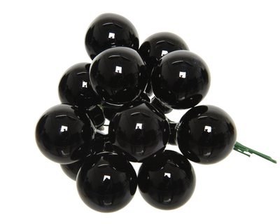 Glass bundle 12pcs black matt  baubles on wire d2.5cm, , medium