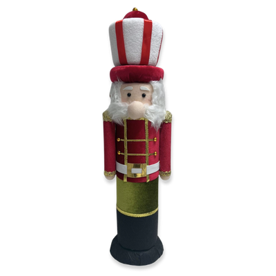 Xmas velvet nutcracker 13x10x46cm, Green Red, medium
