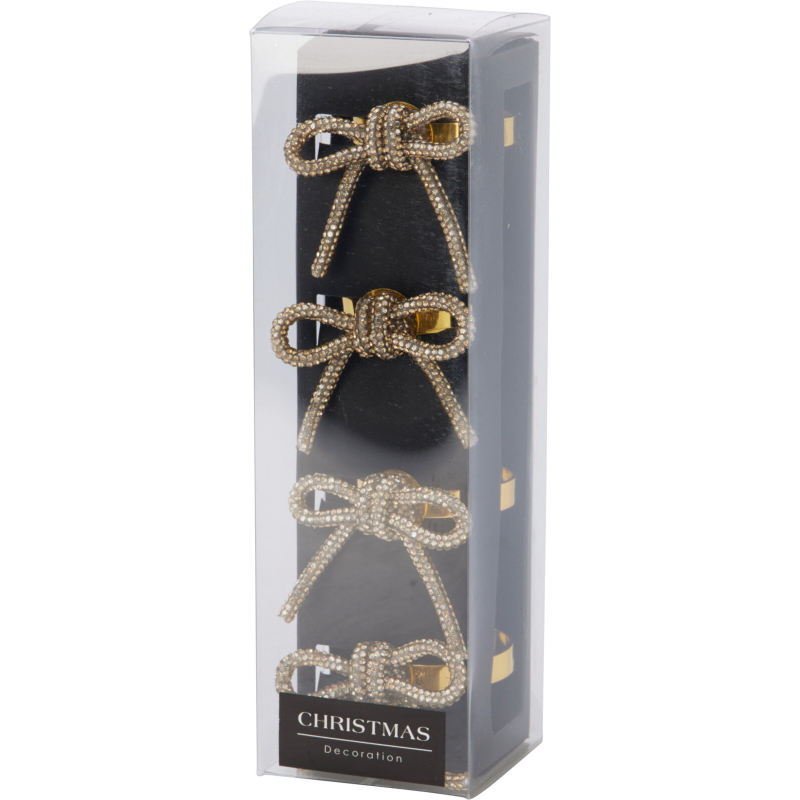 Product image: Christmas napkin ring set of 4 gold - assorted designs, , medium-null