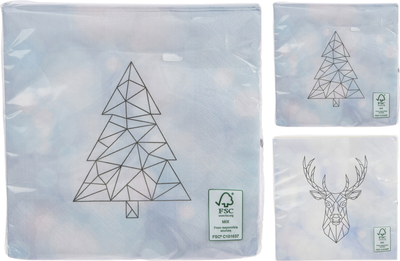 Christmas napkins 33x33cm 20pcs - assorted designs, , medium