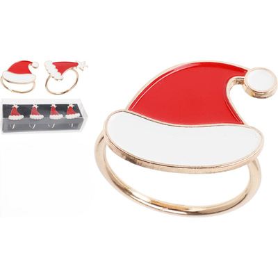 Christmas hat napkin ring 4pcs - assorted designs, , medium