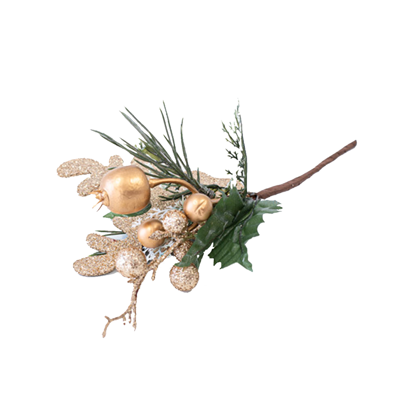 Product image: Christmas branch with reminder and champagne leaves decorative 25cm-null