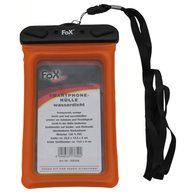 Smartphone bag, waterproof, transparent, black/orange - orange, Orange, medium