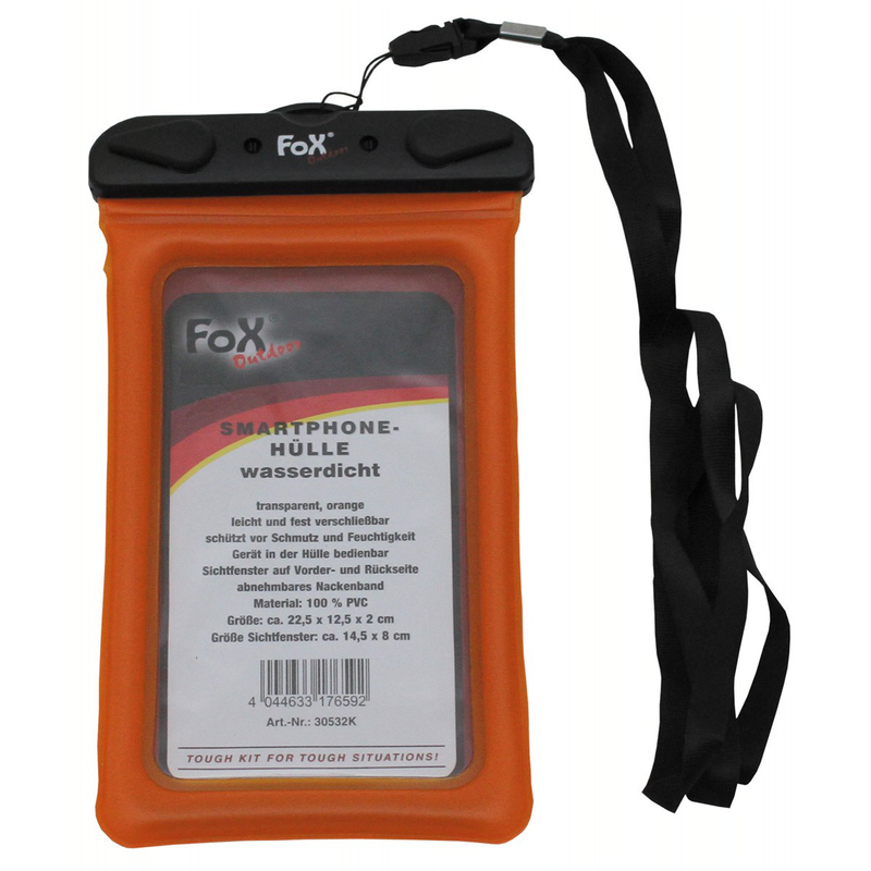 Smartphone bag, waterproof, transparent, black/orange - black-null