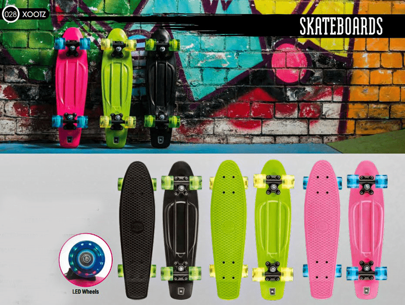 Wilton bradley 22&rdquo; pp skateboard with led wheels-pink, , medium-null