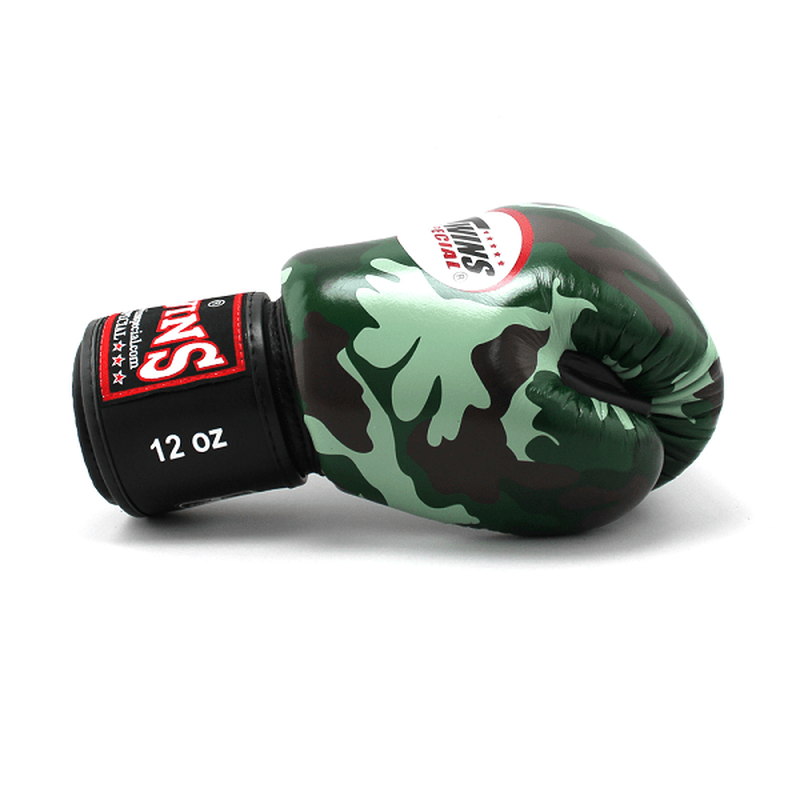 Twins special fancy leather boxing gloves army design green, , medium-null