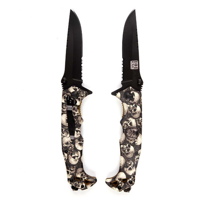 Knife skull with clip, Black, medium