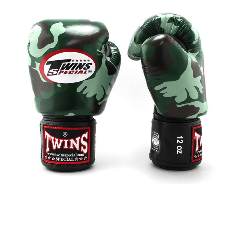 Twins special fancy leather boxing gloves army design green, , medium-null