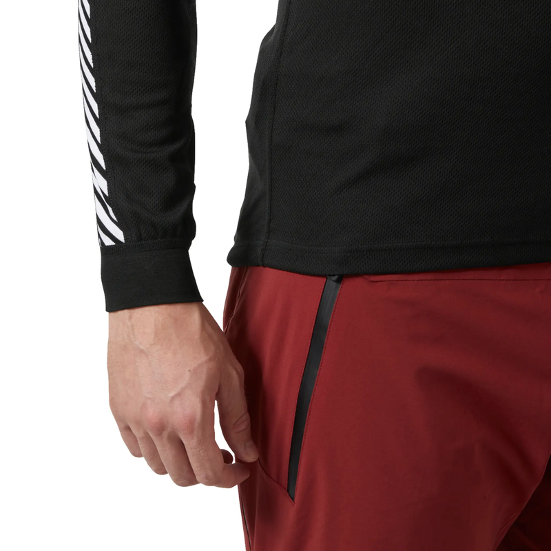 Mens hh lifa&reg; stripe long-sleeve crew base layer - black , m-null
