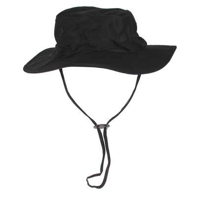 Mfh us gi bush hat, chin strap, gi boonie, rip stop, black - medium, , medium