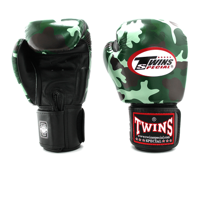 Twins special fancy leather boxing gloves army design green, , medium