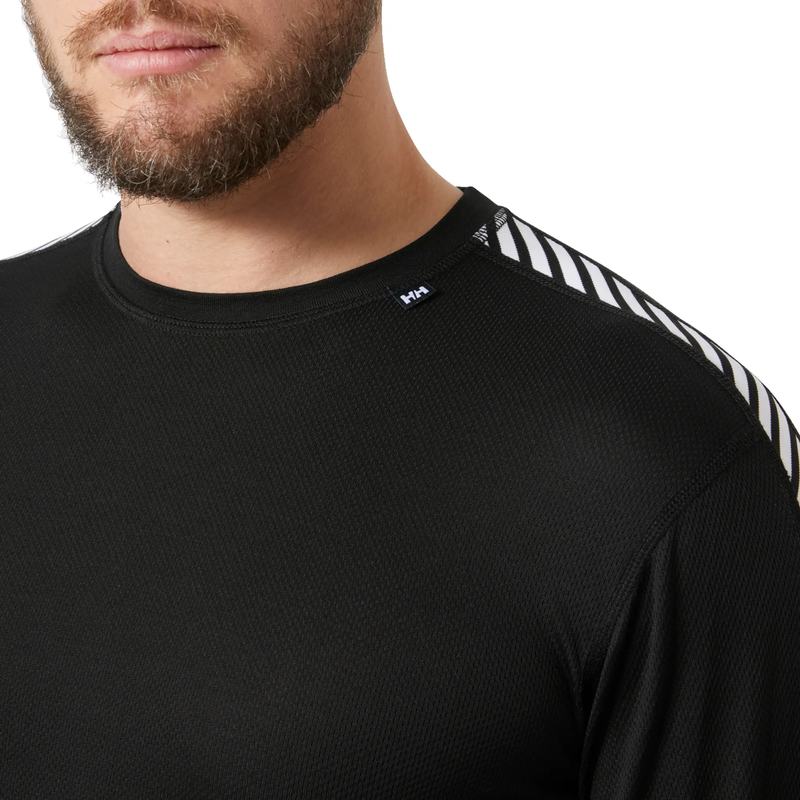 Mens hh lifa&reg; stripe long-sleeve crew base layer - black , m-null