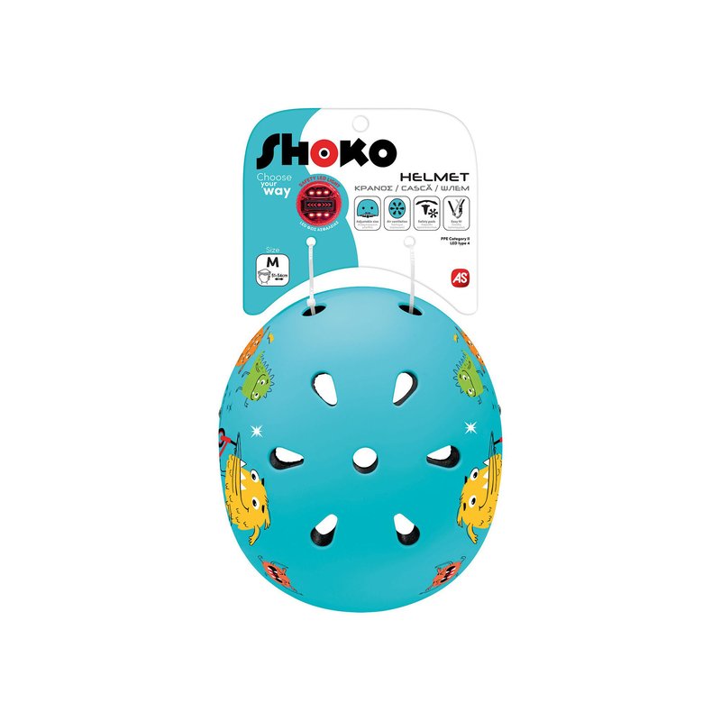 Shoko kids helmet with light minty monsters, , medium-null