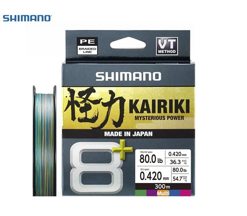 Shimano kairiki x8+ braid (length: 300mt, diameter: 0.19mm, color: multicolor, strength: 12.8kg), , medium-null