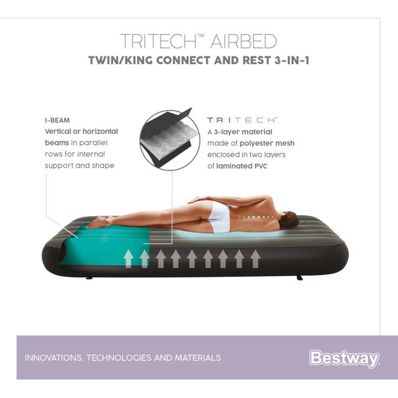 Bestway 67922 Airbed twin/king 188x99x25cm, , medium-null
