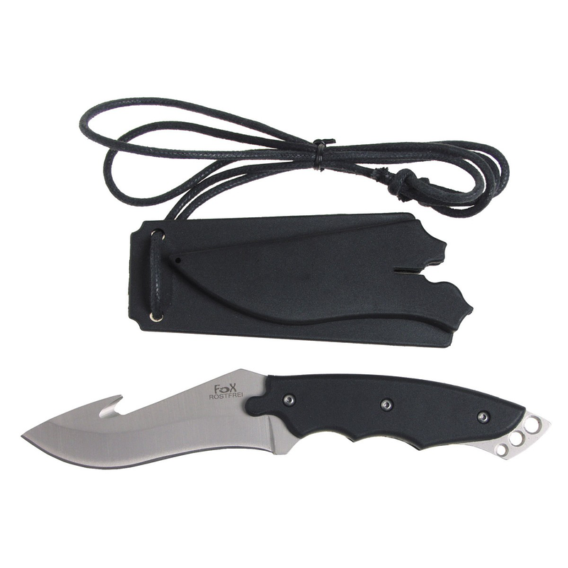 Mfh knife, curved blade, plastic handle, sheath-null