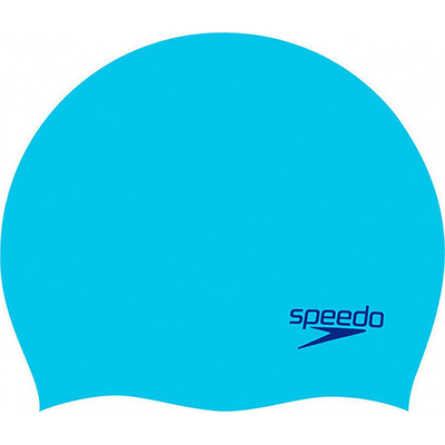 Speedo junior plain moulded silicone cap blue 70990-8420, Blue, medium