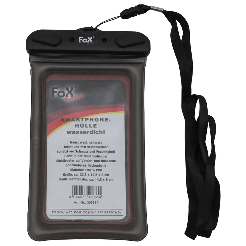 Smartphone bag, waterproof, transparent, black/orange - black-null