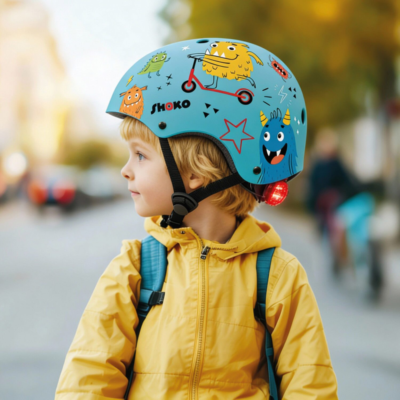 Shoko kids helmet with light minty monsters, , medium-null