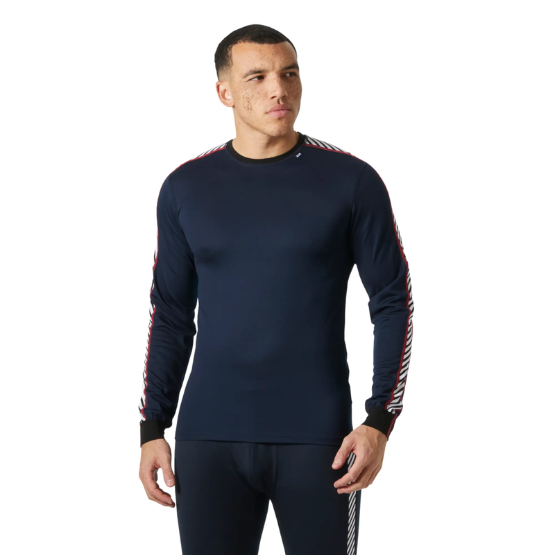 Mens hh lifa&reg; stripe long-sleeve crew base layer - black , m-null