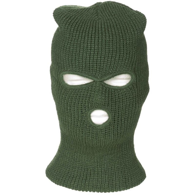 Green balaclava with three holes-null