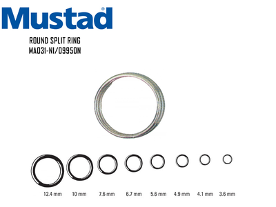 Mustad round split ma-031-ni (size: 4.9mm, breaking strength: 11kg, pack: 10pcs), , medium
